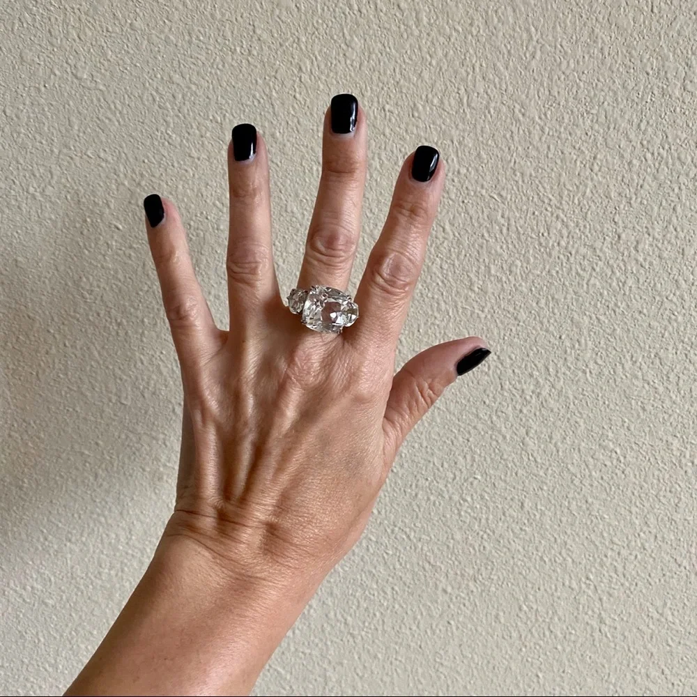 John Hardy Silver-Tone Ring with Clear Stones - Picture 7 of 8